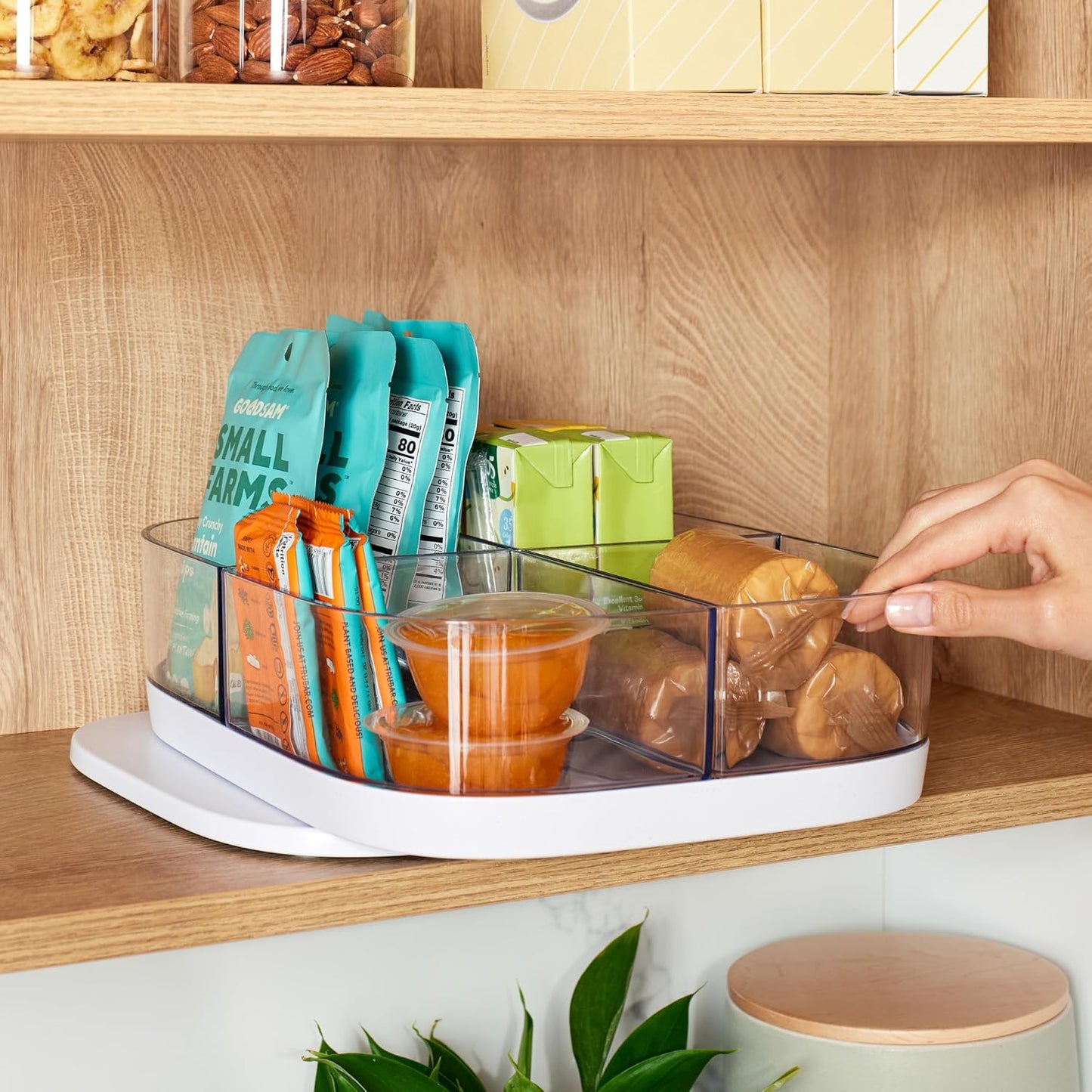 Rectangle Lazy Susan Turntable Organizer with Removable Bins
