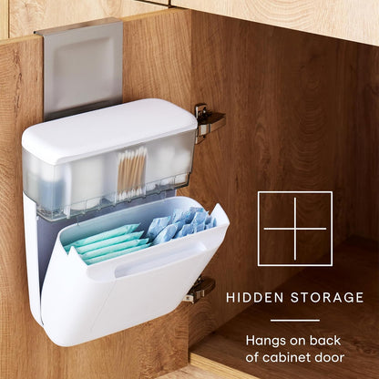 Over Cabinet Door Toiletry Organizer with Adjustable Compartments and Lid