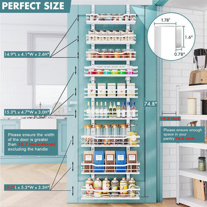 9 Tier Over The Door Pantry Organizer with Adjustable Baskets