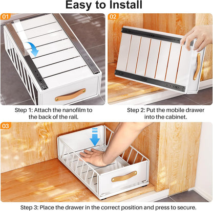 Pull Out Cabinet Organizer Sliding Drawer with Adhesive Installation