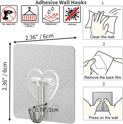 5 Pcs Heavy Duty Adhesive Wall Hooks Set