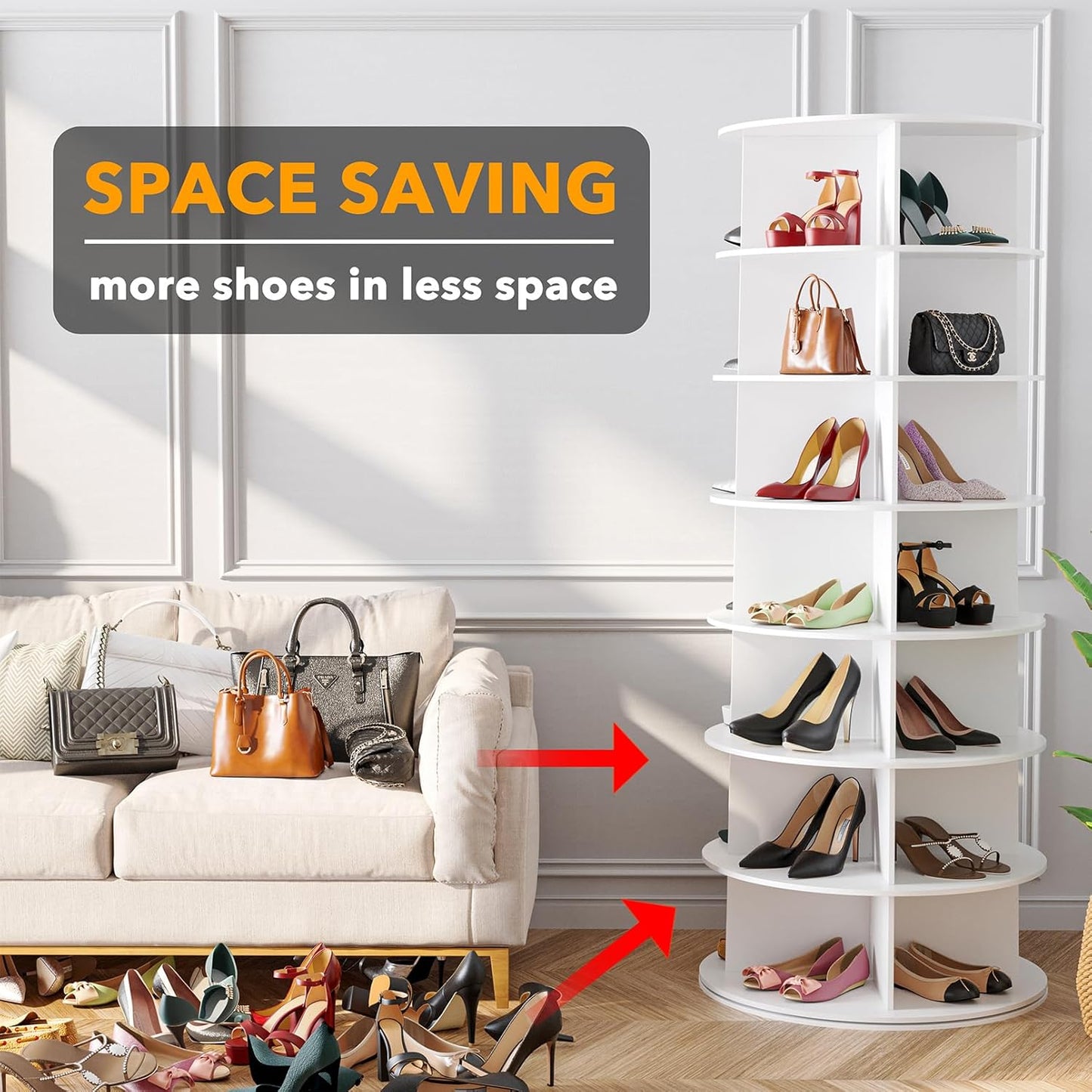7 Tier Rotating Shoe Rack Tower 360° Spinning Vertical Organizer