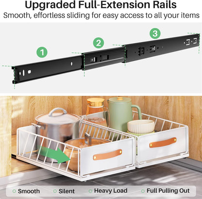 Pull Out Cabinet Organizer Sliding Drawer with Adhesive Installation