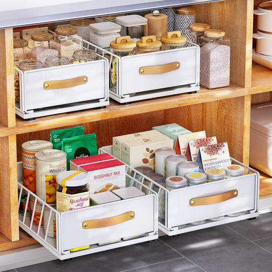 Pull Out Cabinet Organizer Sliding Drawer with Adhesive Installation