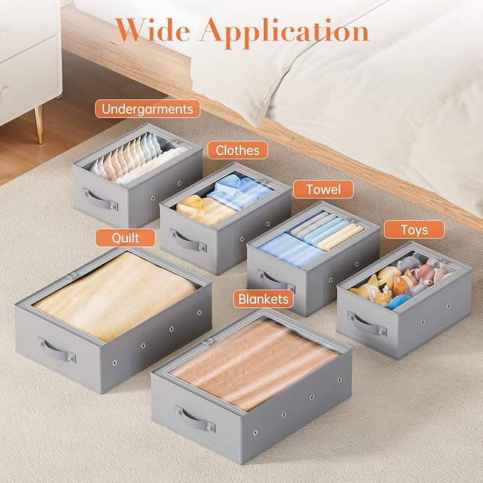 Under Bed Storage Containers 3 Pack Foldable Fabric Organizer Bins with Lids Sket StorageCloset Organizer for Shoes Clothes Blanket Storage