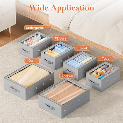 Under Bed Storage Containers 3 Pack Foldable Fabric Organizer Bins with Lids Sket StorageCloset Organizer for Shoes Clothes Blanket Storage