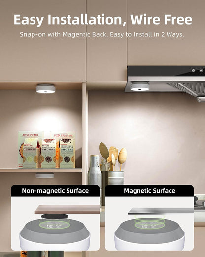 Rechargeable Puck Lights with Remote 6 Pack Wireless Cabinet Lighting