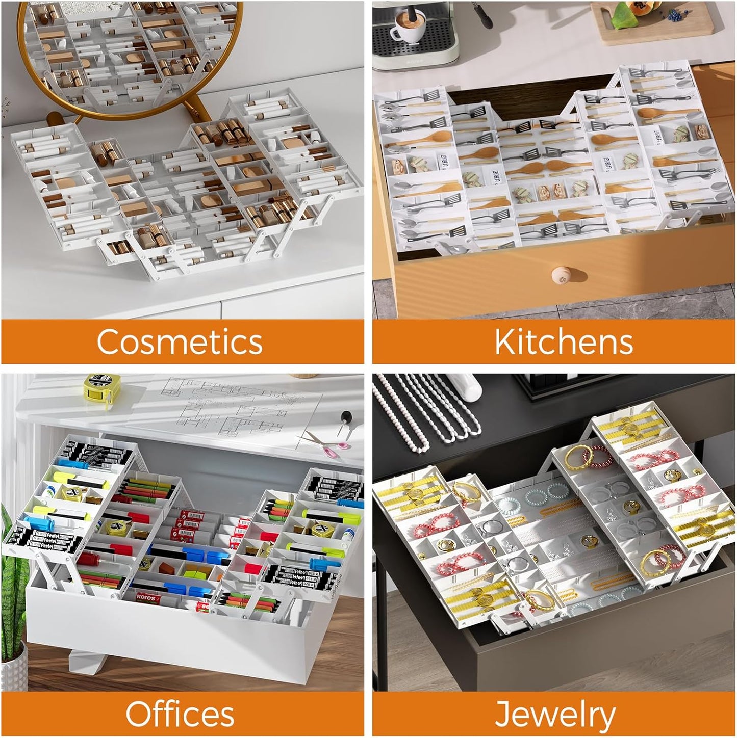 3 Tier Expandable Drawer Organizer with Adjustable Dividers
