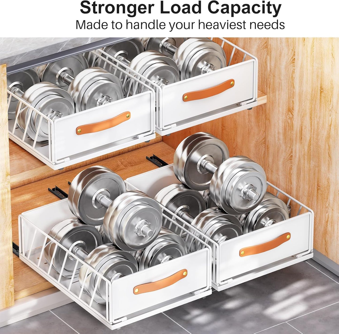 Pull Out Cabinet Organizer Sliding Drawer with Adhesive Installation