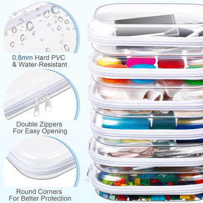 6 Pack Clear Hard Zipper Storage Cases Transparent Organizer Pouches