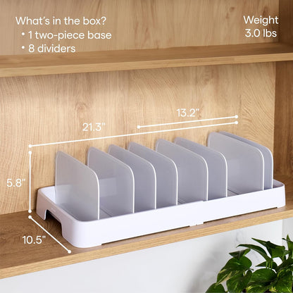 Expandable Food Container Lid Organizer with Adjustable Dividers