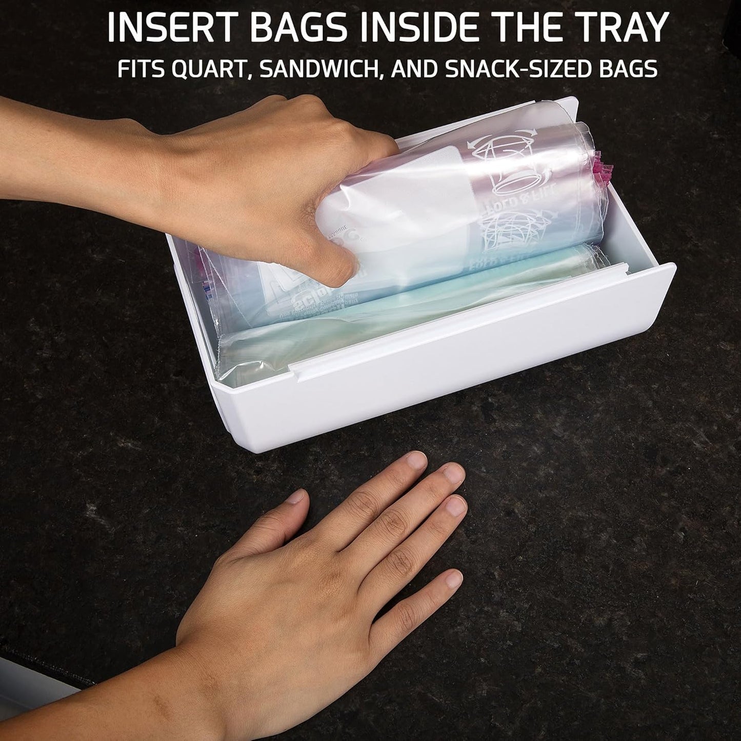 Under Cabinet Ziplock Bag Dispenser Front Access Organizer