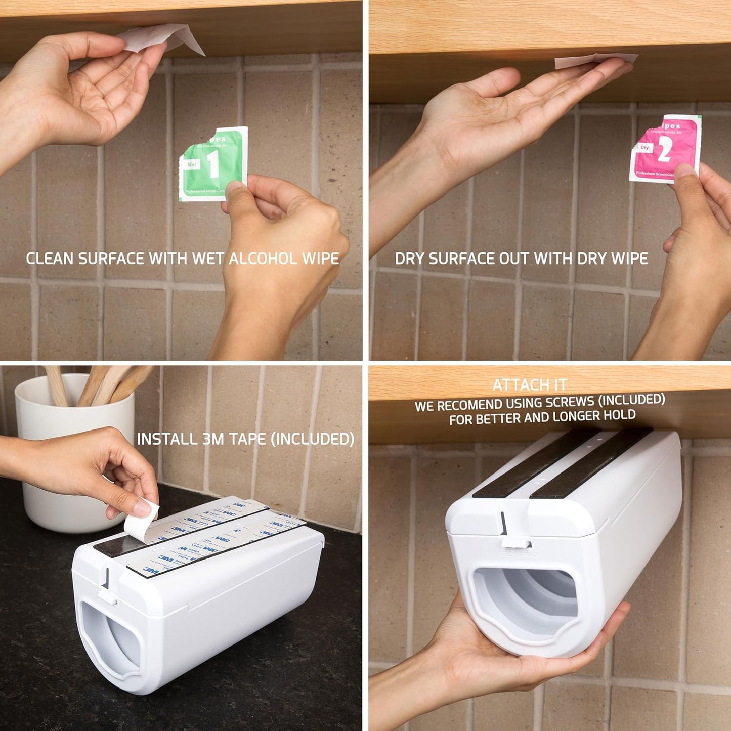 Under Cabinet Ziplock Bag Dispenser Front Access Organizer