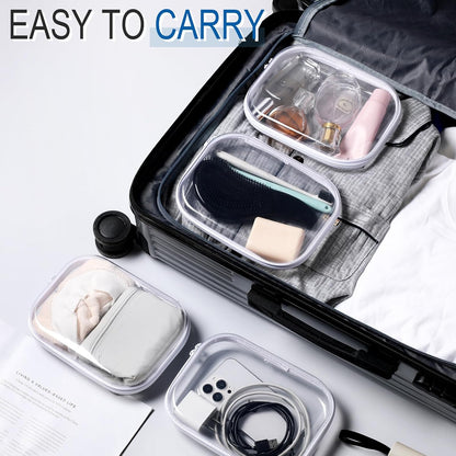 6 Pack Clear Hard Zipper Storage Cases Transparent Organizer Pouches